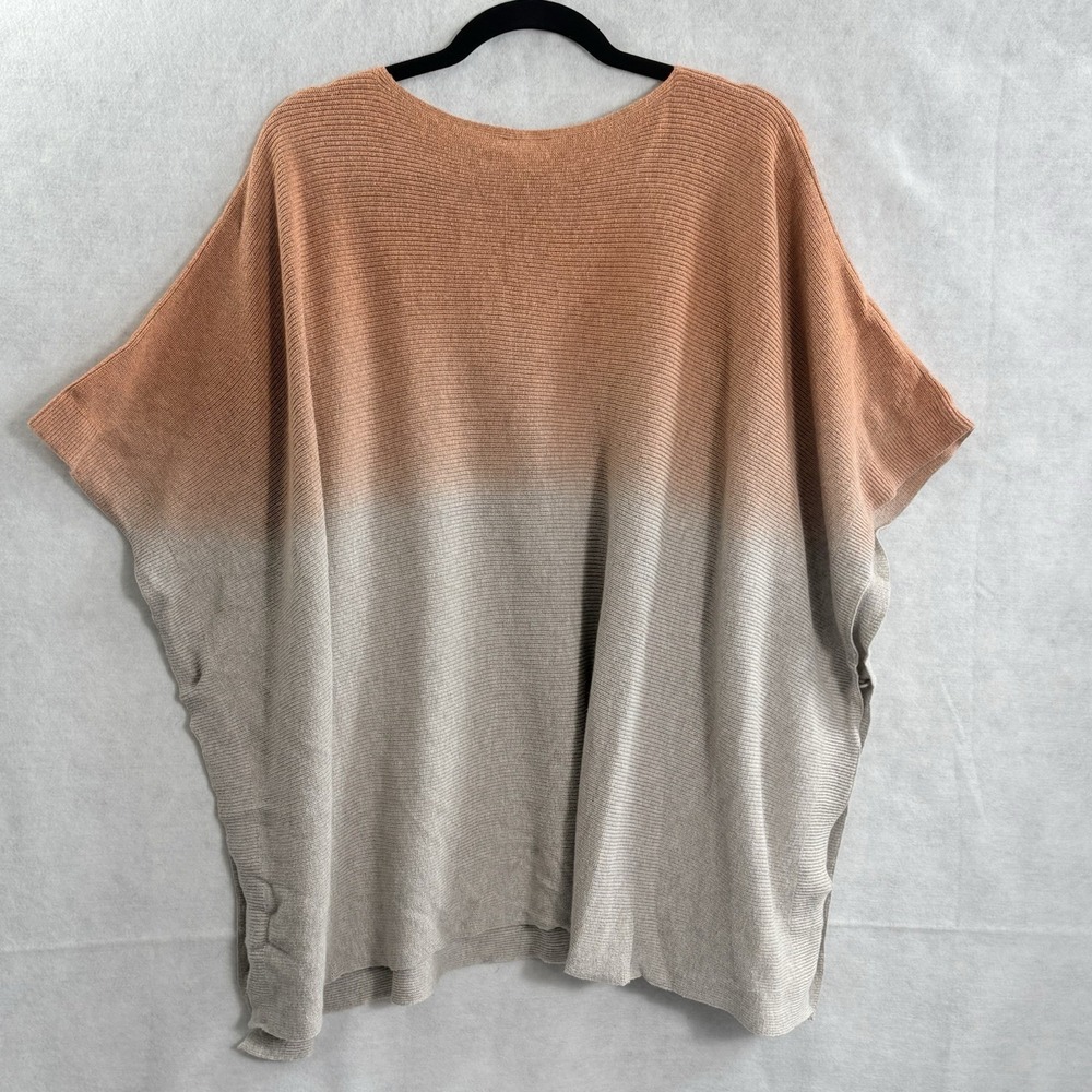 PURE JILL Women Dip Dyed Poncho Sweater One Size Ombre Orange Tan Casual 1A-16 - Picture 3 of 8